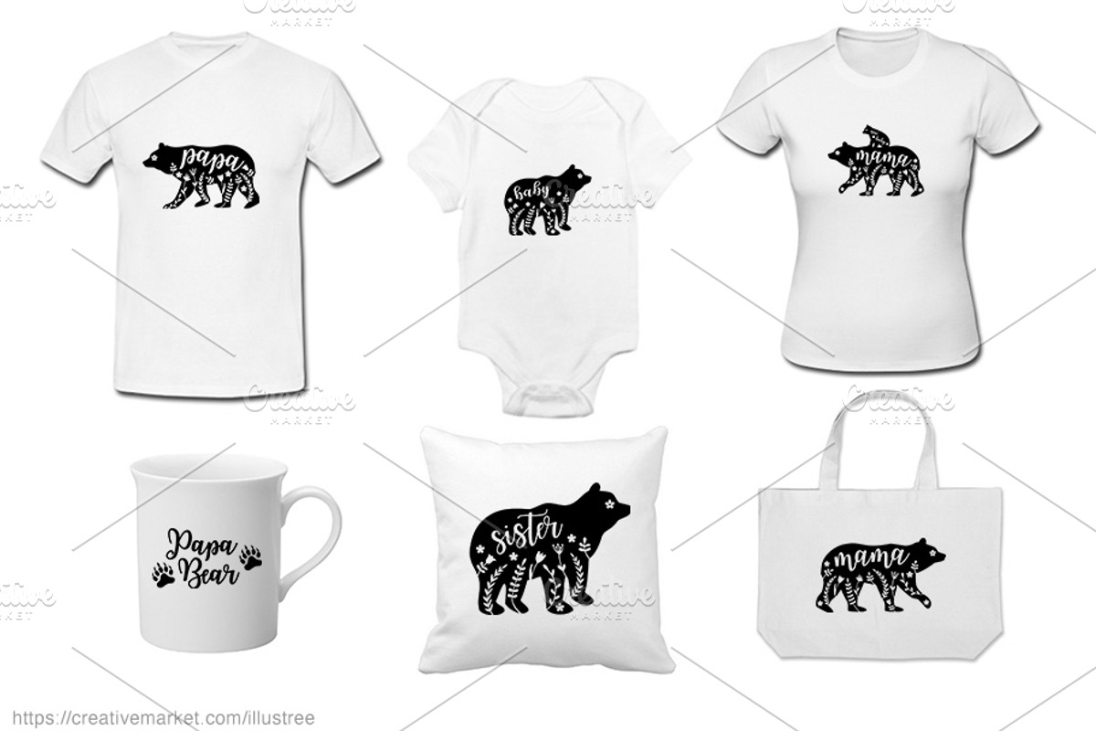 Mama bear, floral pattern vector set, an Animal Illustration by Illustree (Photo 5 of 5)