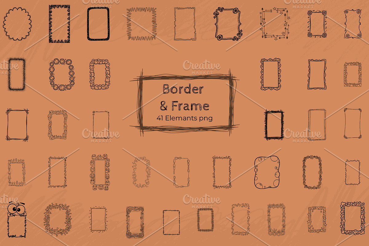 Hand Drawn Border & Frame PNG Bundle, an Object Graphic by Shahjahangdb1 (Photo 2 of 3)