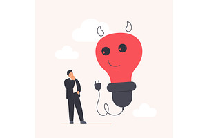 Bad idea wrong information business, a Person Illustration by Lemberg Vector