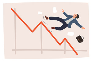 Frightened businessman falls from, a Finance Illustration by Vectorbuum