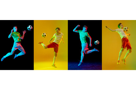 Collage with dynamic portraits of