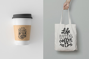 Vintage Coffee Lettering Quotes.