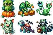 Halloween Green Animal Monster Bundl, an Illustration by DreamArtGraphic (Thumbnail 3 of 5)