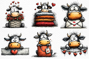 Funny Peeking Valentine Cow Clipart, an Illustration by Craft Nest (Thumbnail 3 of 11)
