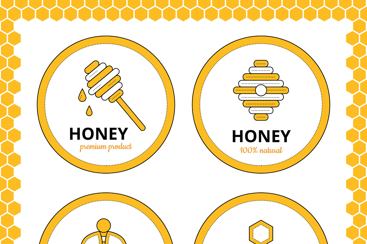 Set for branding honey, apiary, a Food Illustration by flatart (Photo 2 of 6)