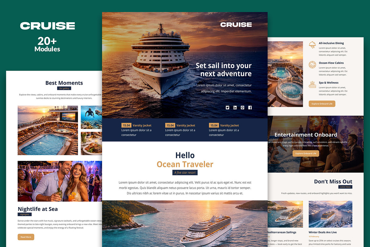 Cruise Email Template + Builder, an Email Template by WEB4PRO (Photo 1 of 4)