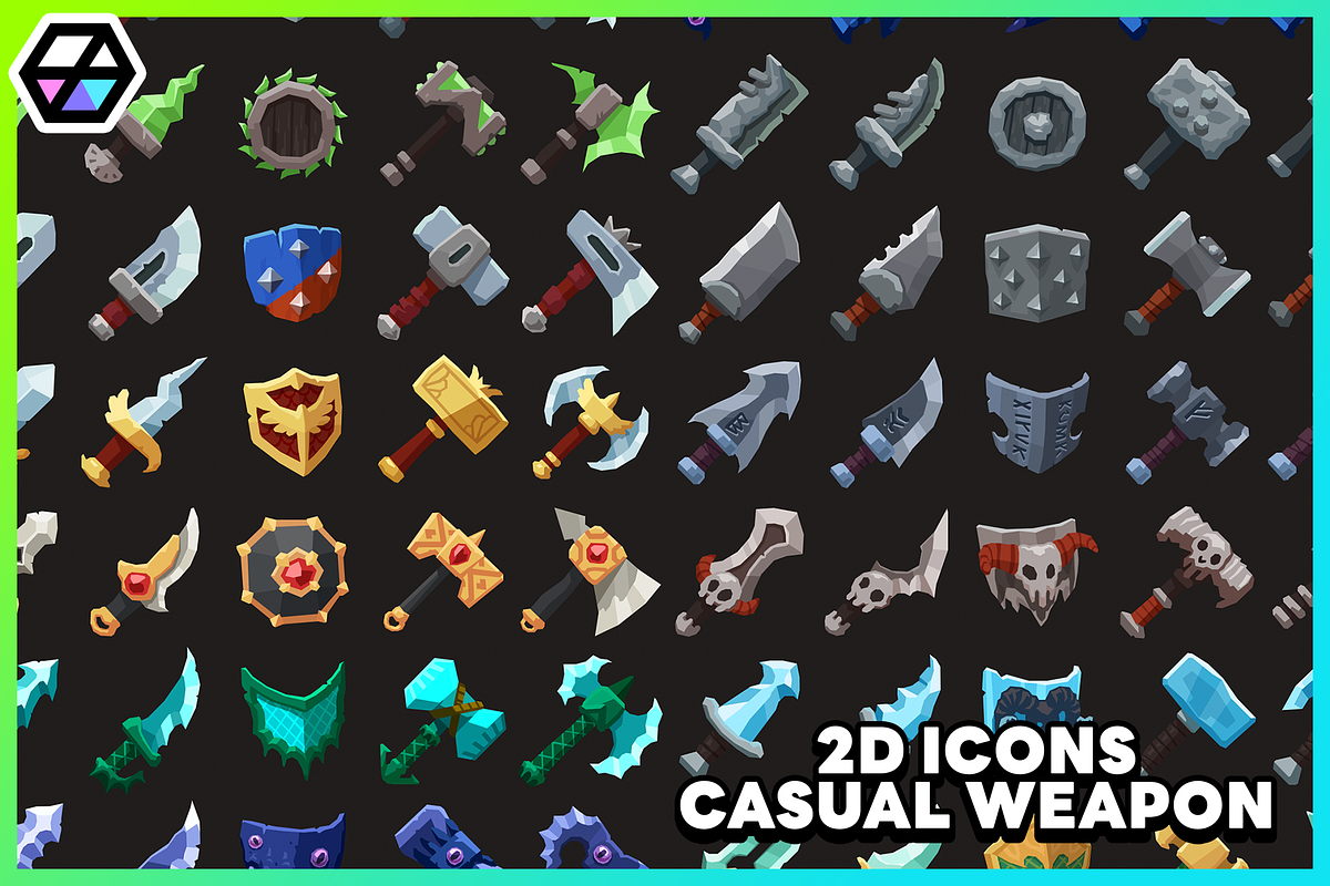 2D Icons - Casual Weapon, an Object Graphic by LAYERLAB (Photo 1 of 10)