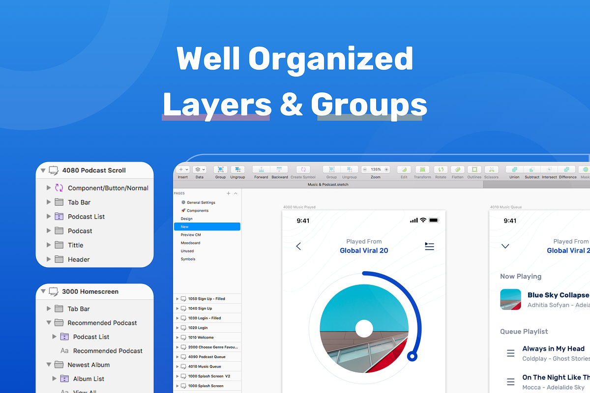 Myusic - Music & Podcast UI Kit, an App Template by Designspace (Photo 2 of 9)