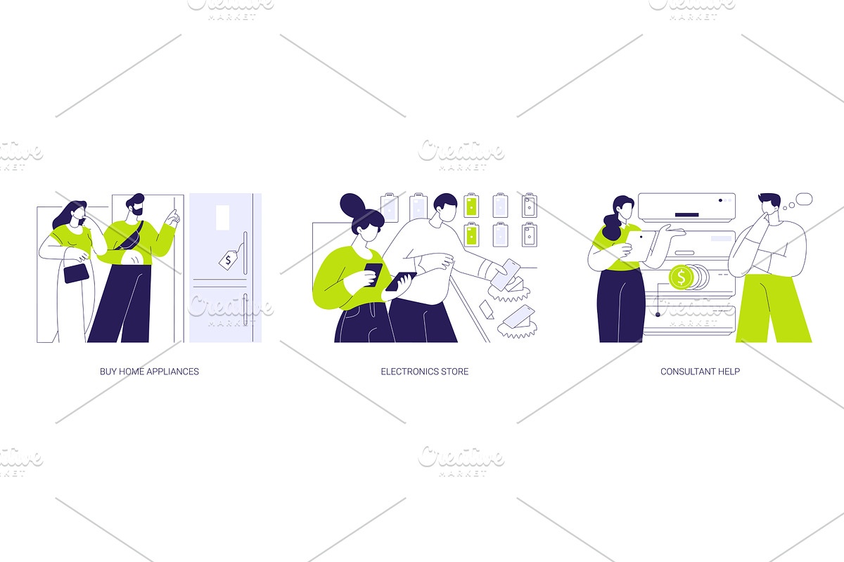 Tech store isolated cartoon vector, a Person Illustration by Visual Generation