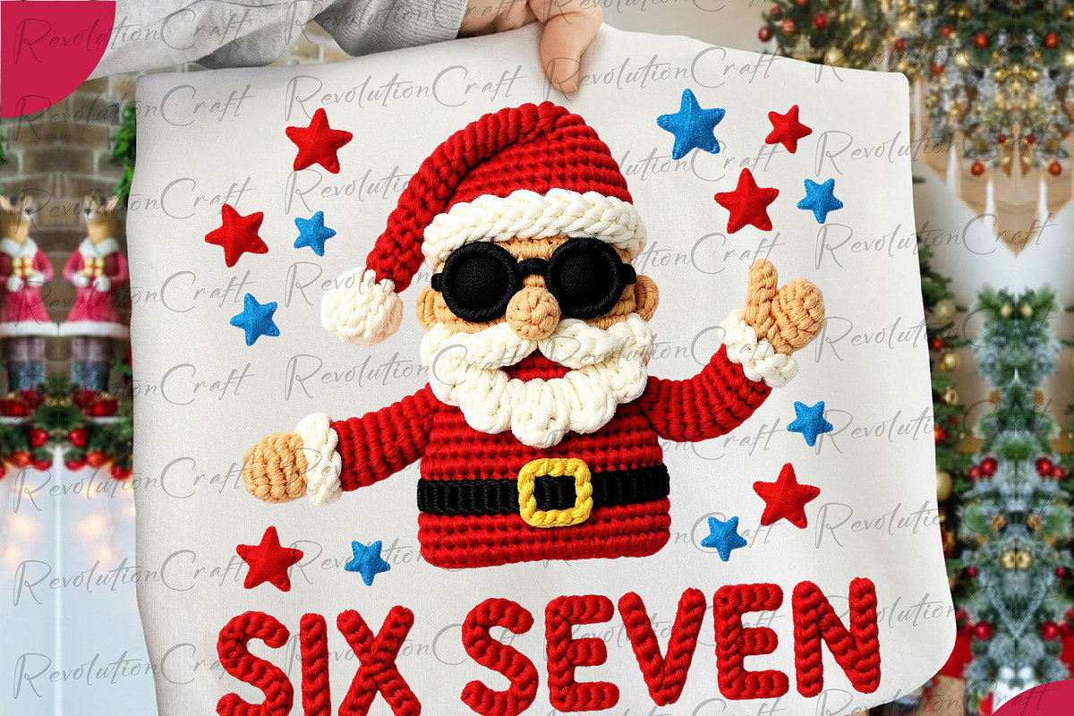 Yarn Crochet Six Seven Santa PNG, an Illustration by OK Design (Photo 1 of 4)