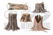 Tree Stump watercolor Clipart., a Decorative Illustration by NKTKNS (Thumbnail 2 of 5)