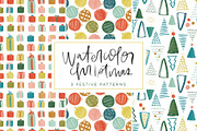 Watercolor Christmas Patterns, a Pattern Graphic by MontgomeryFest (Thumbnail 1 of 3)