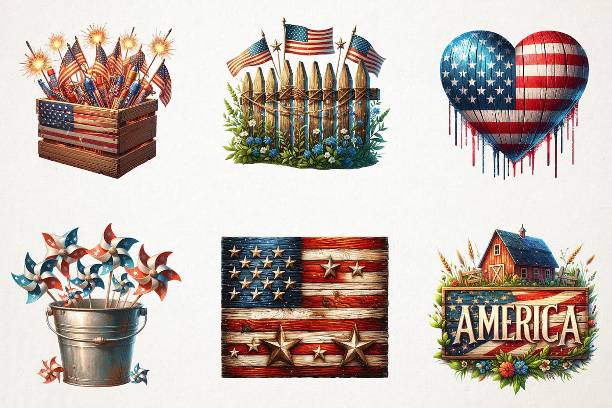 Rustic 4th of July Clipart, an Illustration by RobertsArt (Photo 5 of 7)
