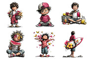 Whimsical Summer Boys Clipart, an Illustration by DreamPrint404 (Thumbnail 2 of 6)