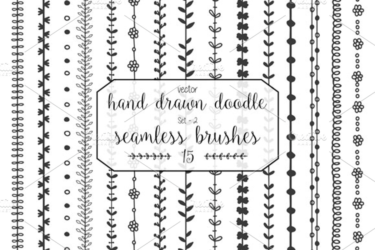 60 doodle vector pattern brushes preview 3