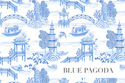 Blue pagoda, a Pattern Graphic by Anyuka (Thumbnail 1 of 8)