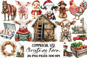 Christmas Farm Sublimation Clipart, an Illustration by Craft Nest