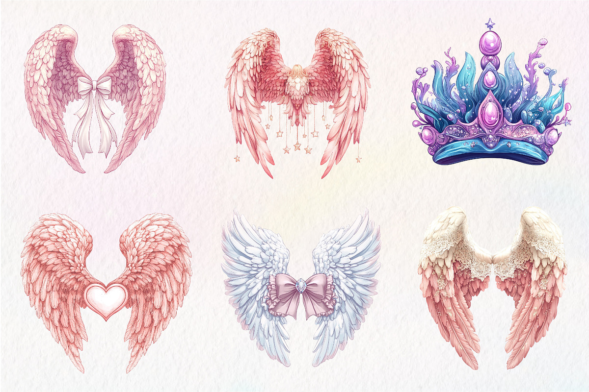 Coquette Angel Wings Sublimation, an Illustration by CreationArt (Photo 4 of 5)