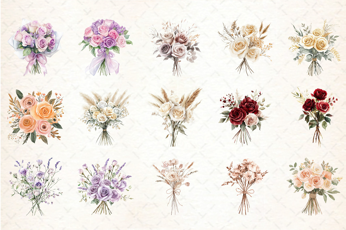 Bouquet of Tied Roses - Boho - Clipa, an Illustration by DreamCafeArt (Photo 2 of 5)