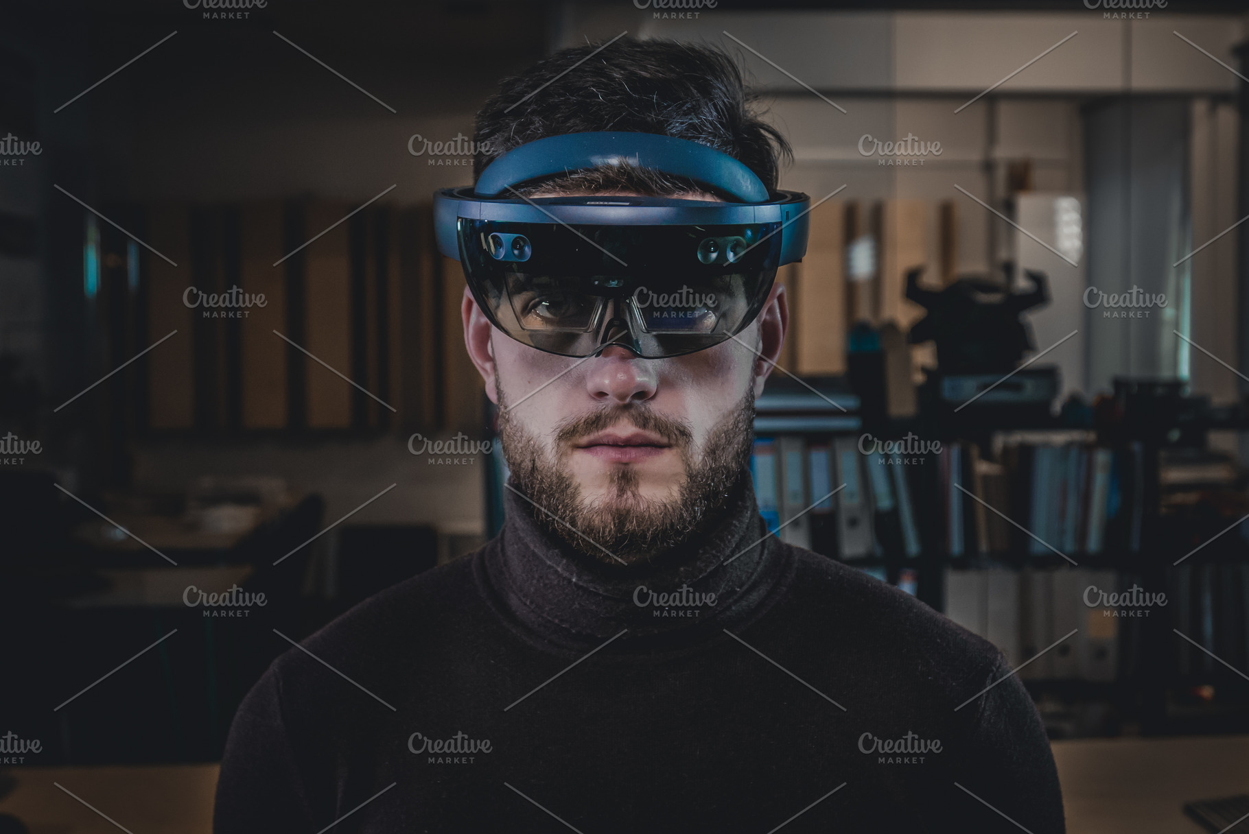 Man using hololens ar glasses stock photo containing portrait and hololens, a Technology Photo by supamotion