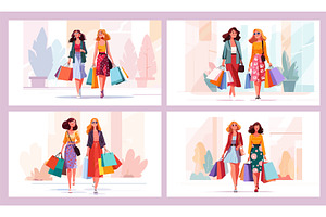 Girl friends shopping time. Fashion, an Object Illustration by Stock-Smart-Start