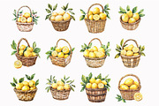 Watercolor Lemons Basket Clipart, an Illustration by Design Market (Thumbnail 3 of 4)