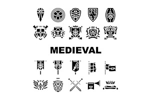 medieval heraldry arms shield, icons, an Object Illustration by pikepicture