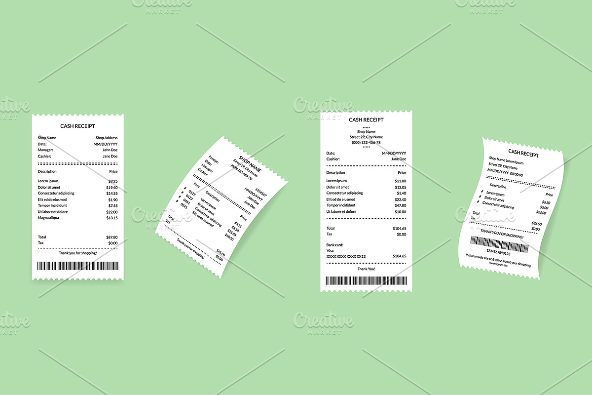 Cash Register Receipts Set. Vector, an Object Graphic by Bigmouse_art (Photo 4 of 5)