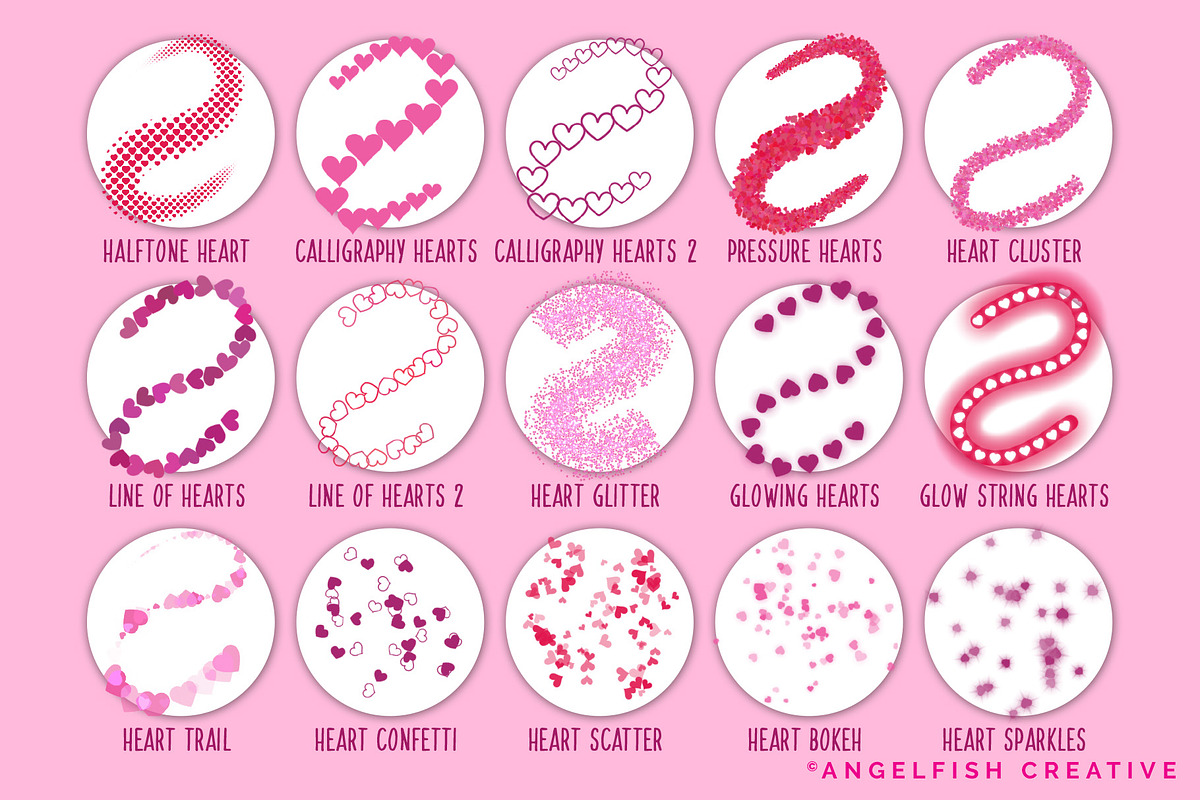Sweet Hearts Brush Set for Procreate, a Brush Add-On by AngelfishCreative (Photo 4 of 7)