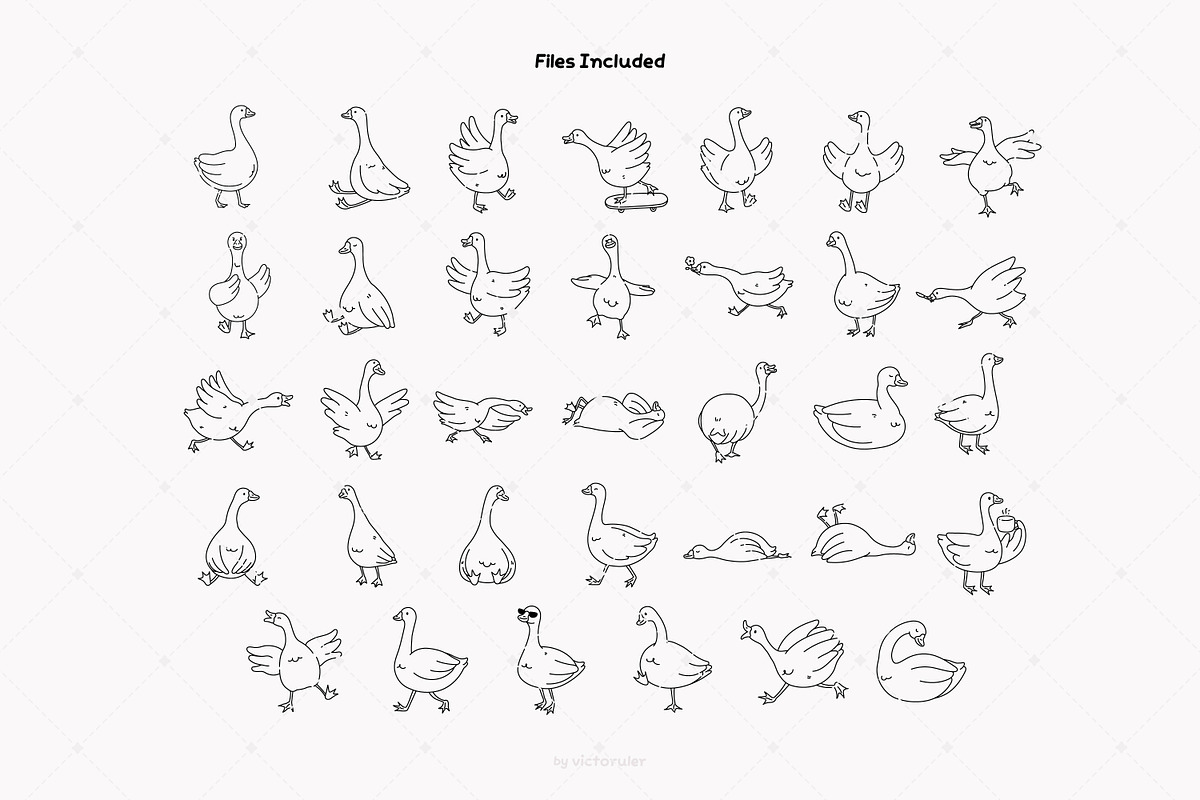 Hand Drawn Silly Goose Clipart Set, an Animal Illustration by Victoruler (Photo 2 of 6)