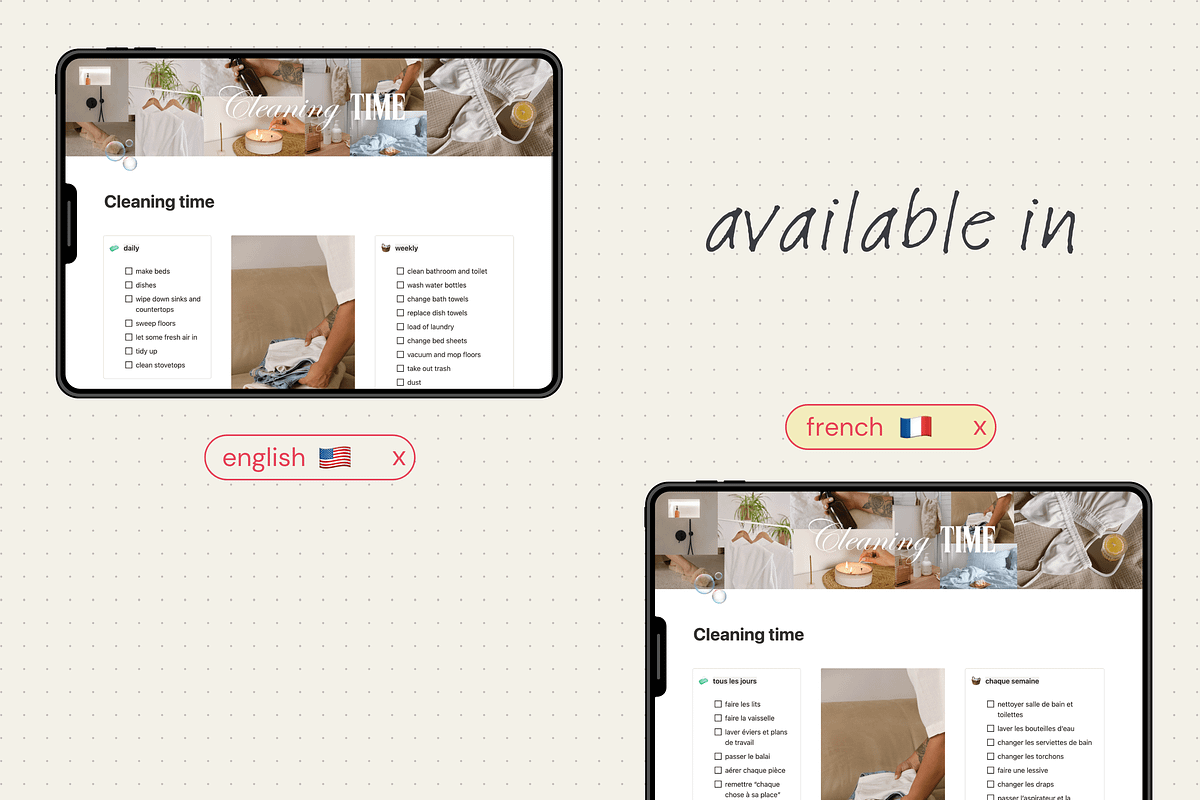 Cleaning time - Notion template, an App Template by Iasan Design (Photo 4 of 6)