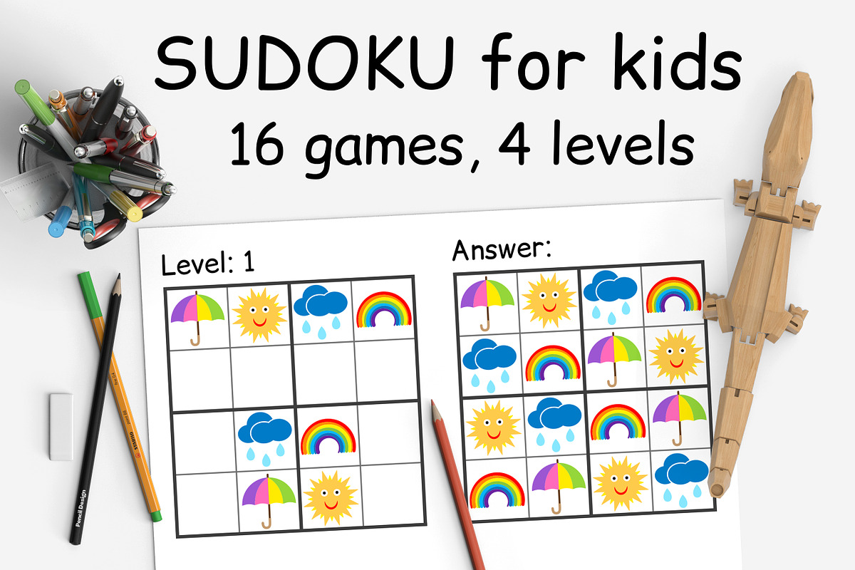 Sudoku Kids game. Children puzzle, an Education Illustration by jelisua88 (Photo 1 of 2)