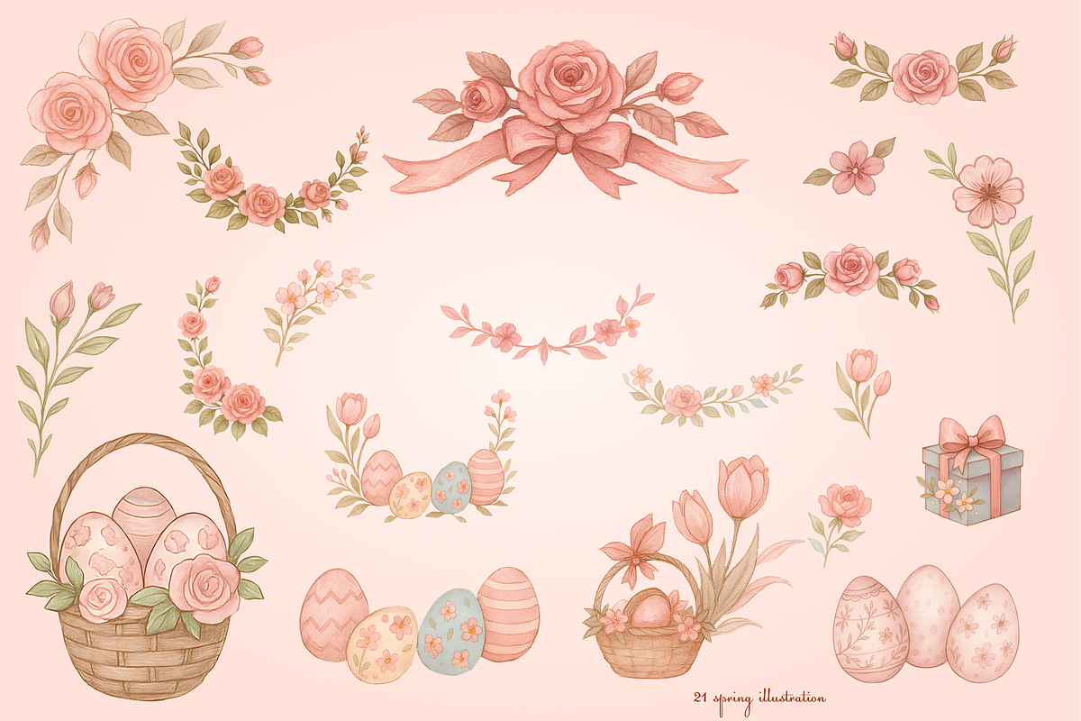 Vintage Watercolor Rabbits Clipart, an Illustration by Yana_mide (Photo 14 of 14)