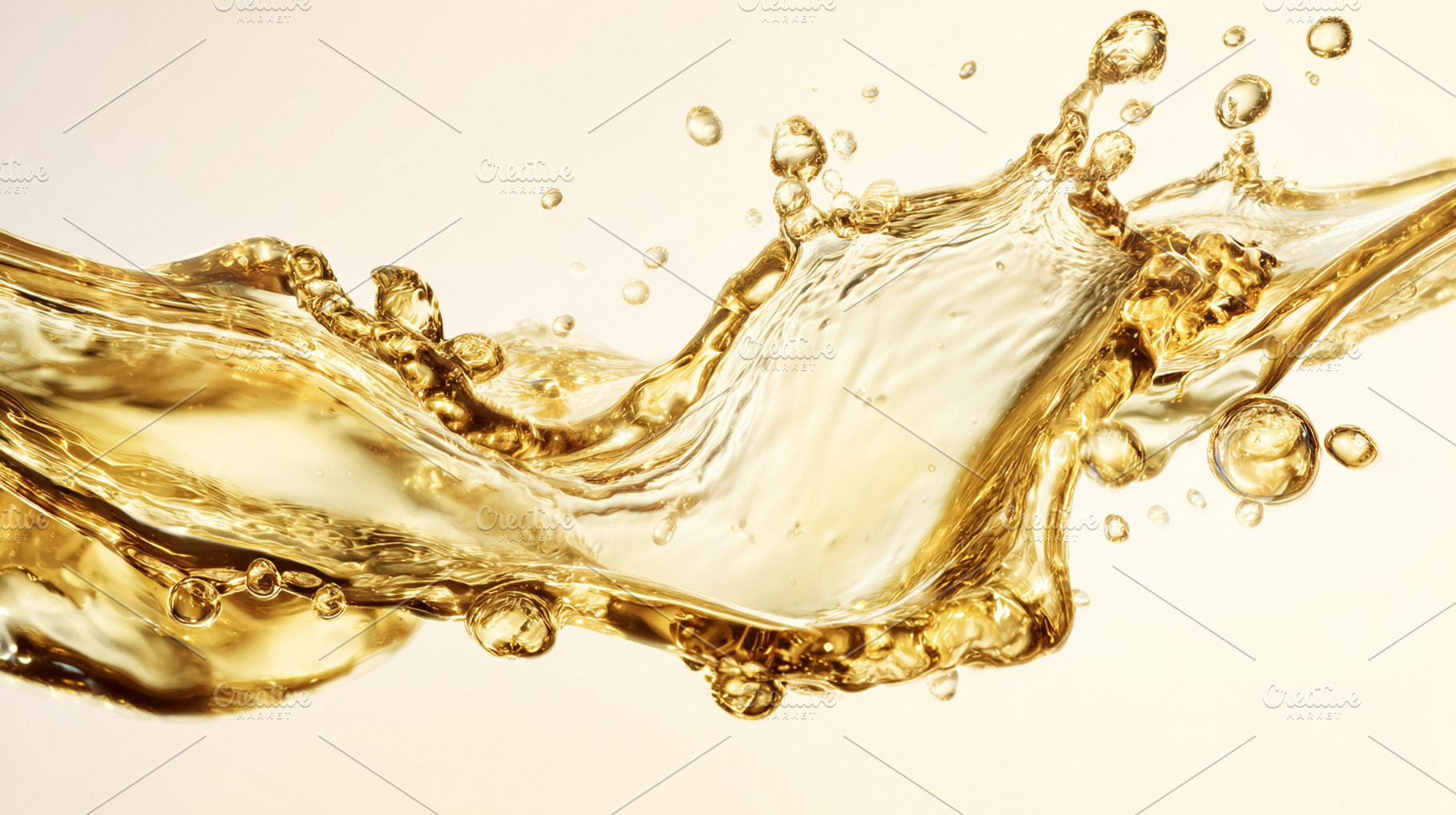 Golden liquid splashing wave creating dynamic motion and bubbles, a Photo by Studio ANNA