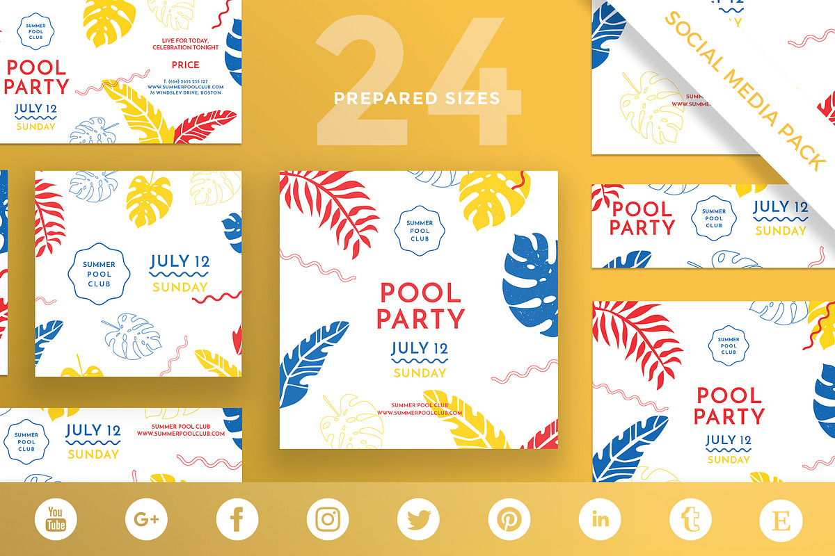 Social Media Pack | Pool Party, a Social Media Template by Amber Graphics (Photo 1 of 3)