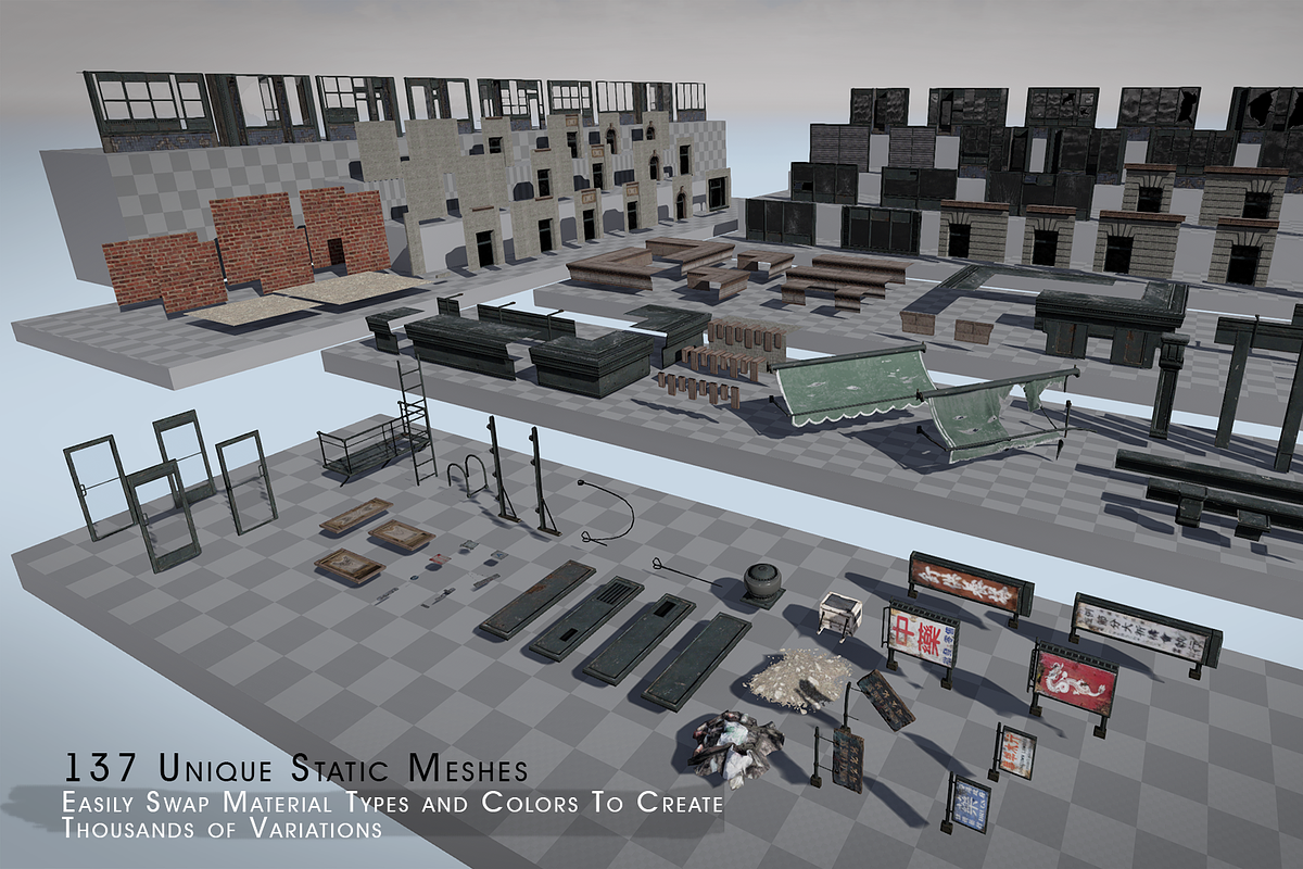 Game & Film - Building Set Modular, an Environmental 3D Model by PurePolygons (Photo 2 of 5)