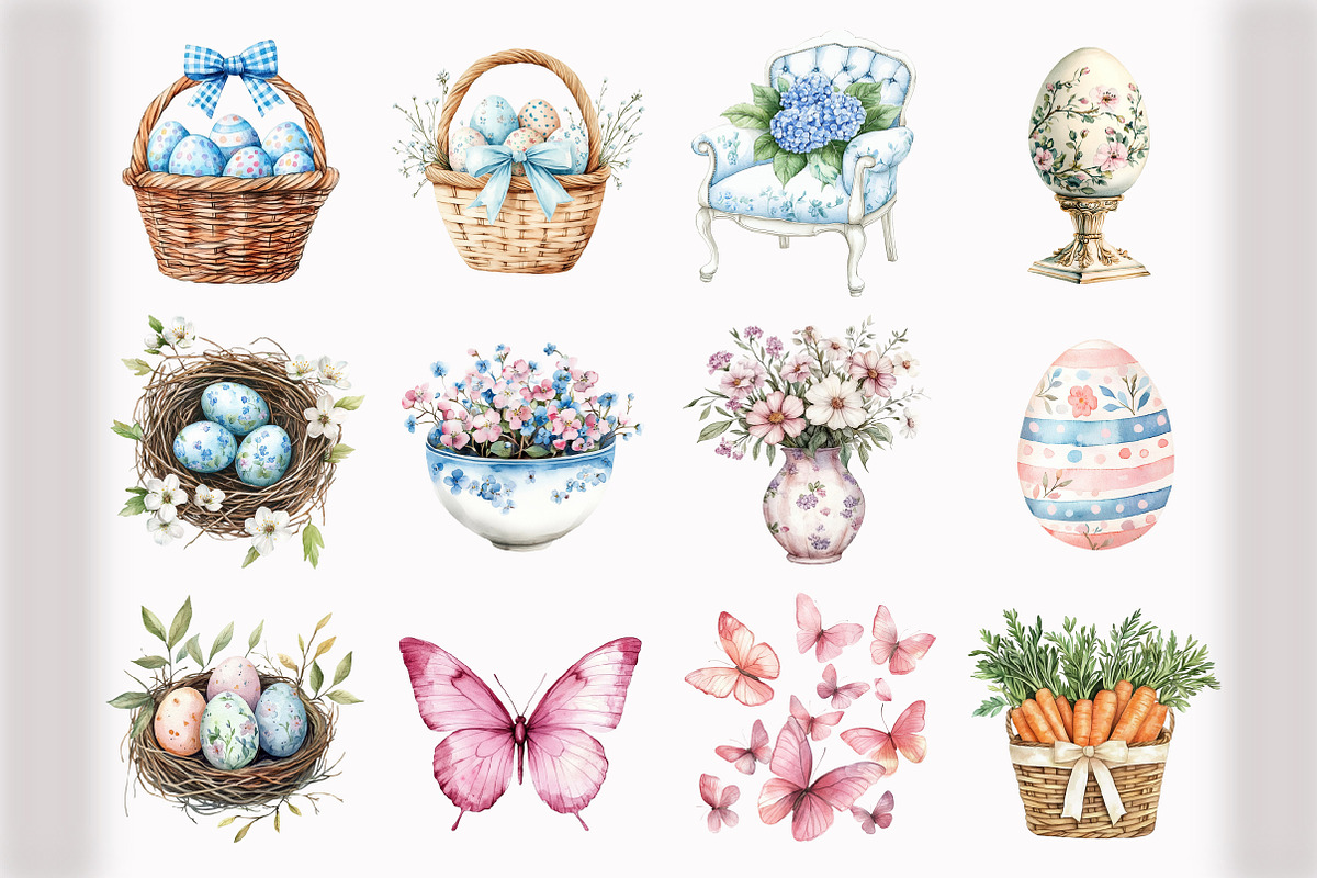 Spring Easter Clipart, an Illustration by Design Market (Photo 2 of 5)