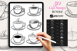 50 Cup Procreate Stamps Brushes