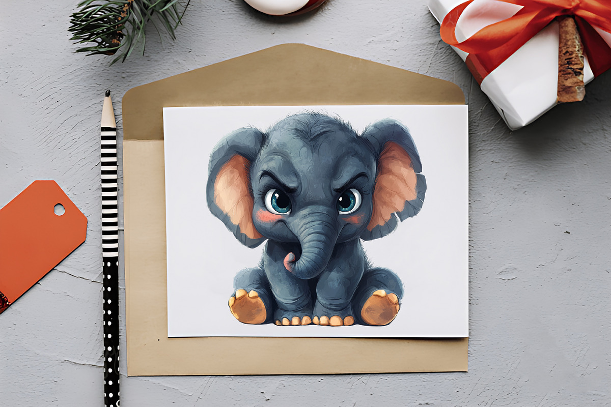 Baby Elephant with Emotion Clipart B, an Illustration by RobertsArt (Photo 4 of 7)