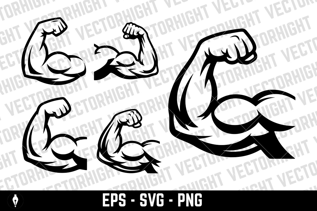 Flexing bicep and clenched fist, an Object Graphic by Vectorhight (Photo 1 of 3)
