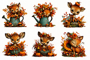 Whimsical Autumn Fall Deer Clipart, a Seasonal Illustration by Designworld (Thumbnail 2 of 9)