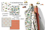 Kids Construction Seamless Patterns, a Pattern Graphic by Oksana Dovhopol Art (Thumbnail 1 of 13)