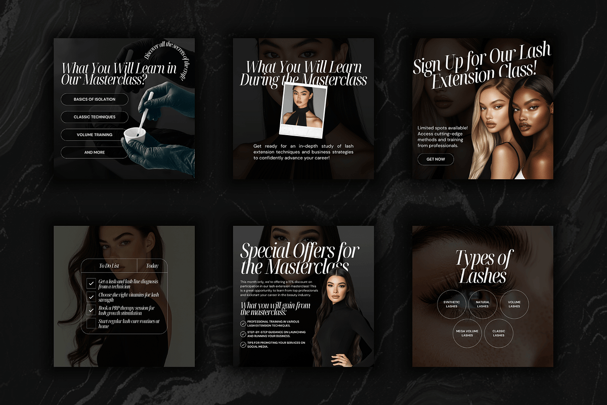 Lash Tech Trainer Canva Templates, a Social Media Template by Xenié Creative (Photo 4 of 10)