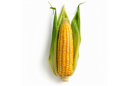 Fresh corn cob with leaves isolated, a Food & Drink Photo by Ylivdesign