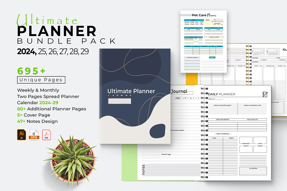 Ultimate Planner Bundle Pack 2024-29, a Stationery Template by obayes (Photo 1 of 14)