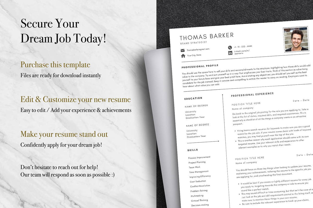 Minimal Resume Template Pack | Canva, a Resume Template by Lux Resume (Photo 9 of 9)