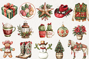 Western Cowboy Christmas Clipart, an Illustration by NadiaTheronArt (Thumbnail 2 of 5)
