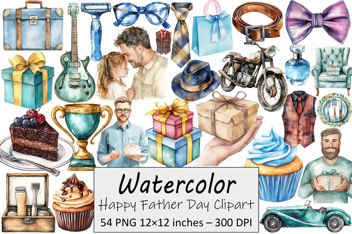 Happy Father Day Clipart, an Illustration by Design Market (Photo 1 of 4)