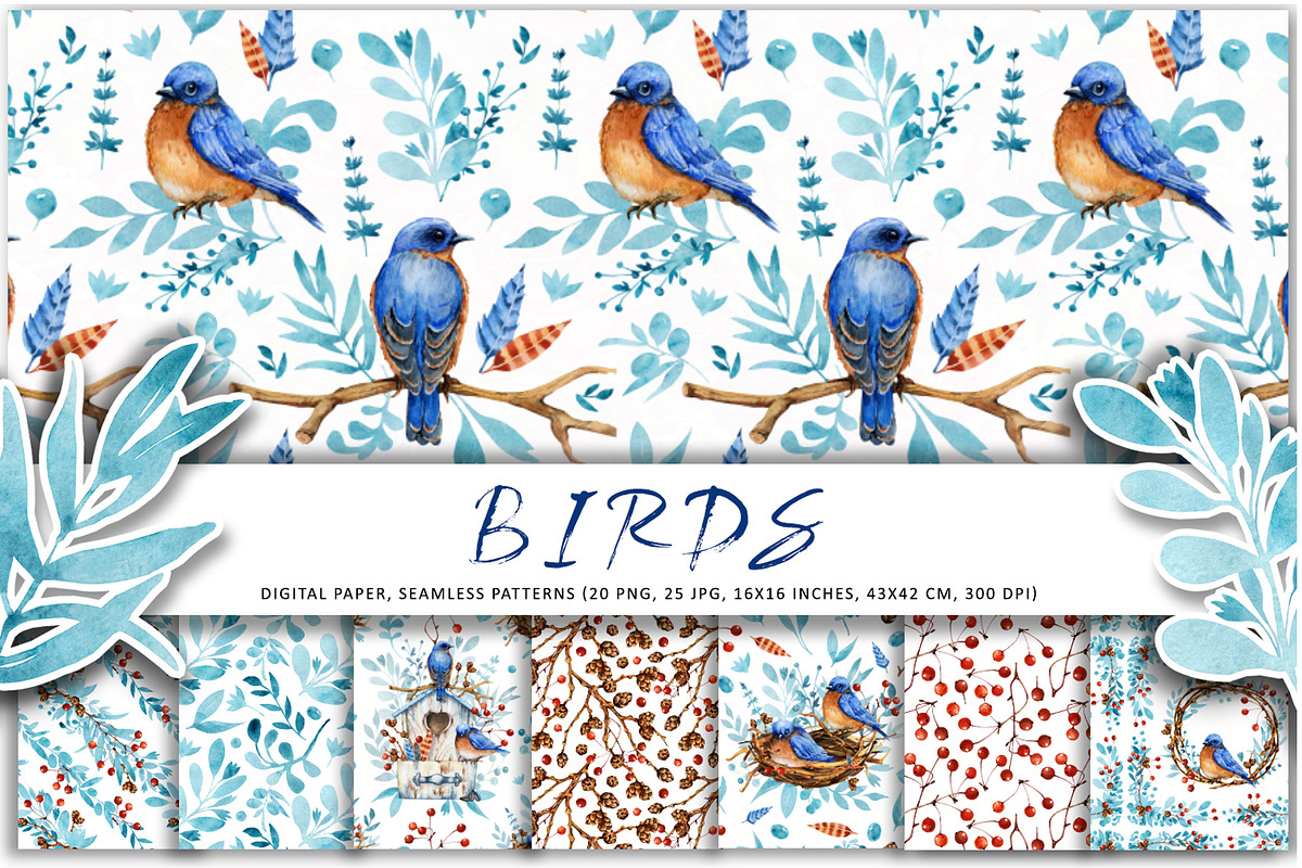 Christmas winter birds watercolor, a Wallpaper Graphic by Artmanata (Photo 8 of 16)