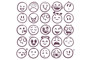 Doodle Emoticons. Emoji With